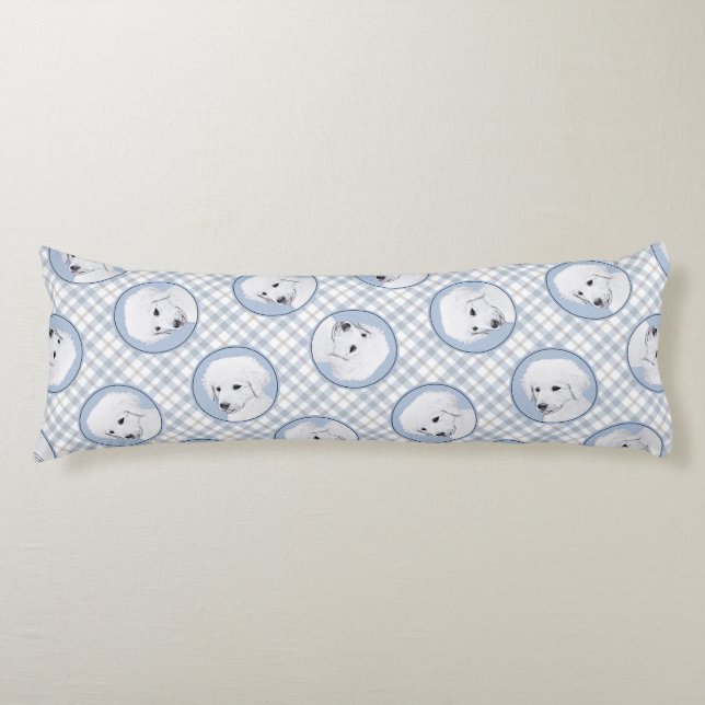 Kuvasz Painting Hungarian Cute Original Dog Art Body Pillow (Front)