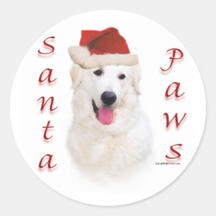 Kuvasz Santa Paws Classic Round Sticker