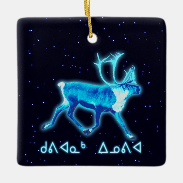 Kuvianak Innovia - Blue Caribou (Reindeer) Ceramic Ornament (Front)