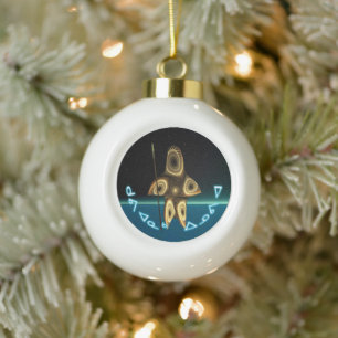 Kuvianak Innovia - Fractal Inuit Hunter Ceramic Ball Christmas Ornament