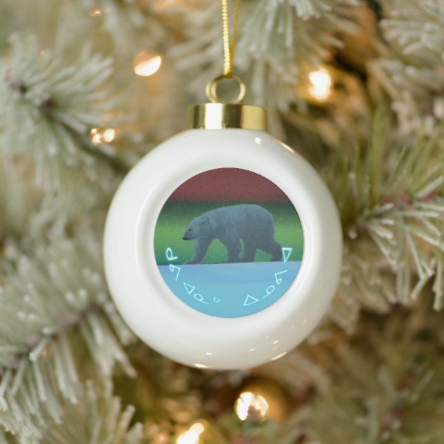 Kuvianak Innovia - Polar Lights Polar Bear Ceramic Ball Christmas Ornament (Tree)