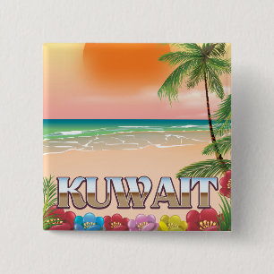 kuwait beach travel poster 2 inch square button