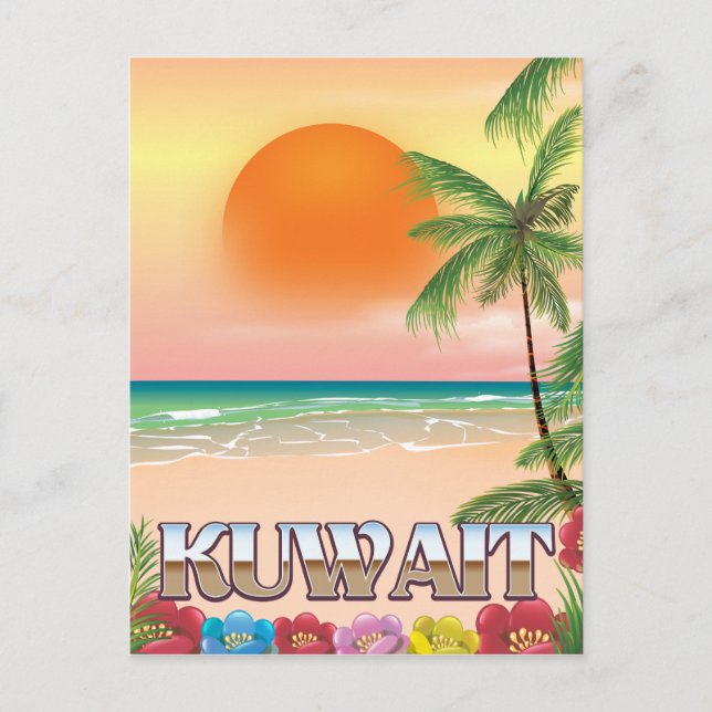 kuwait beach travel poster postcard (Front)