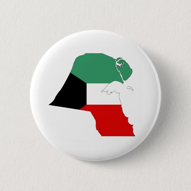 kuwait country flag map shape silhouette 2 inch round button (Front)