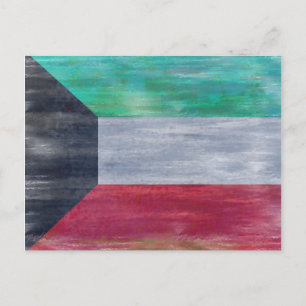 Kuwait distressed flag postcard