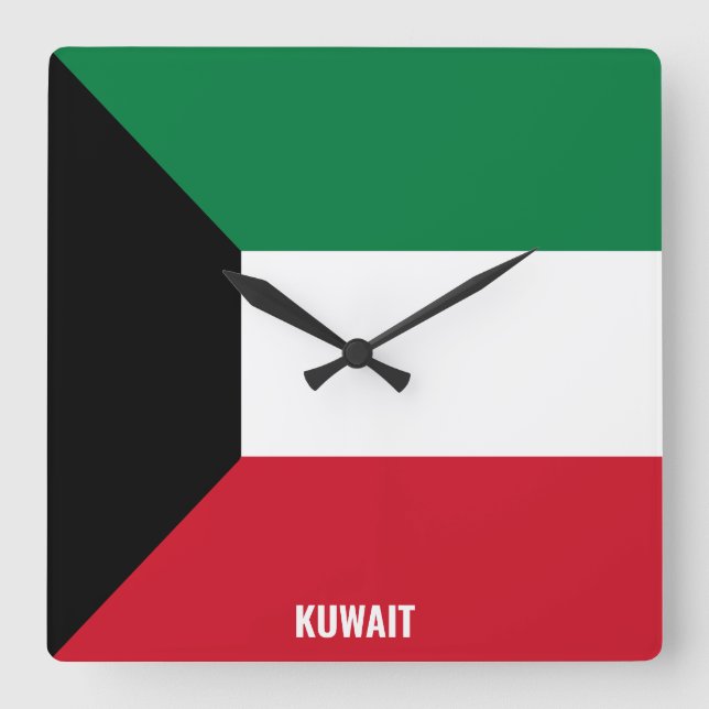Kuwait Flag Dazzling Patriotic Square Wall Clock (Front)