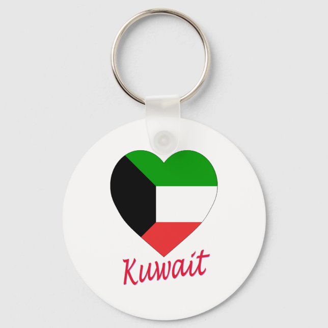 Kuwait Flag Heart Keychain (Front)