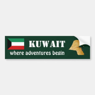 Kuwait Flag + Map Bumper Sticker