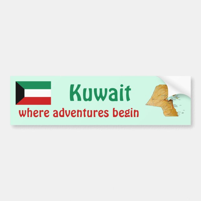 Kuwait Flag + Map Bumper Sticker (Front)