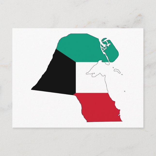 Kuwait Flag Map Postcard (Front)