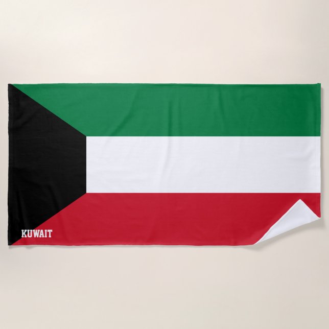 Kuwait Flag Splendid Patriotic Beach Towel (Front)