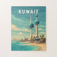 Kuwait Illustration Travel Art Vintage
