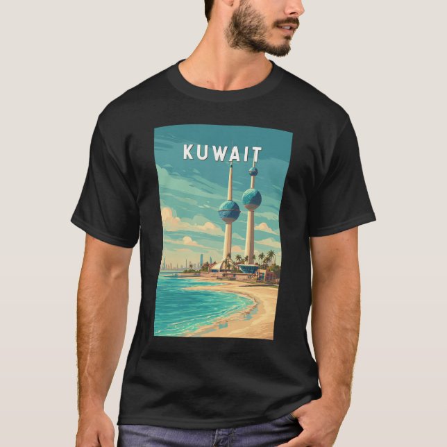 Kuwait Illustration Travel Art Vintage T-Shirt (Front)