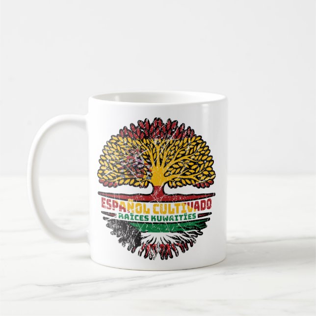 Kuwait Kuwaiti Spain Spanish Tree Roots Flag Coffee Mug (Left)