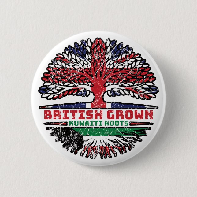 Kuwait Kuwaiti Uk United Kingdom British Tree 2 Inch Round Button (Front)