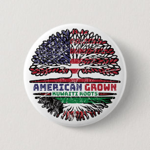 Kuwait Kuwaiti US American USA United States Tree 2 Inch Round Button