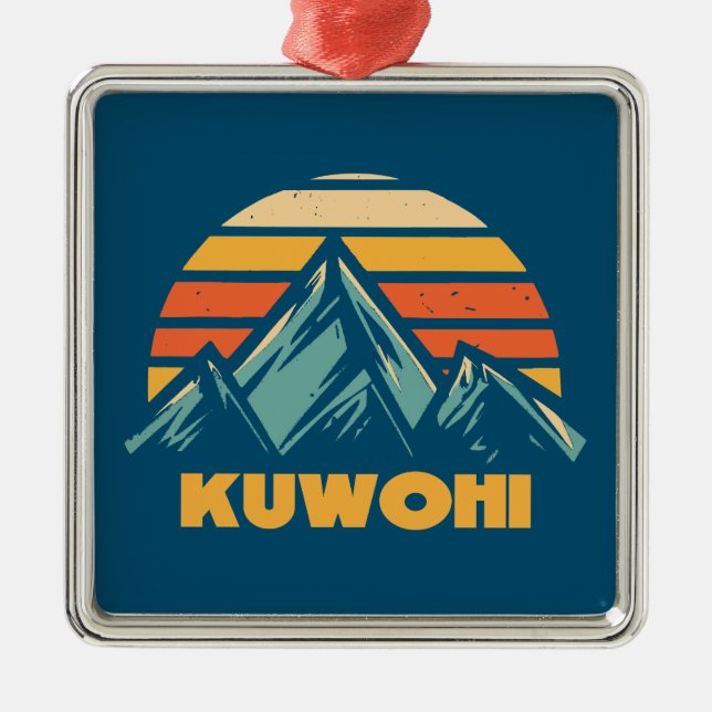 Kuwohi North Carolina Tennessee Retro Turquoise Metal Ornament (Front)