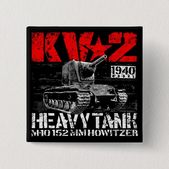 KV-2 Soviet heavy tank 2 Inch Square Button (Front)