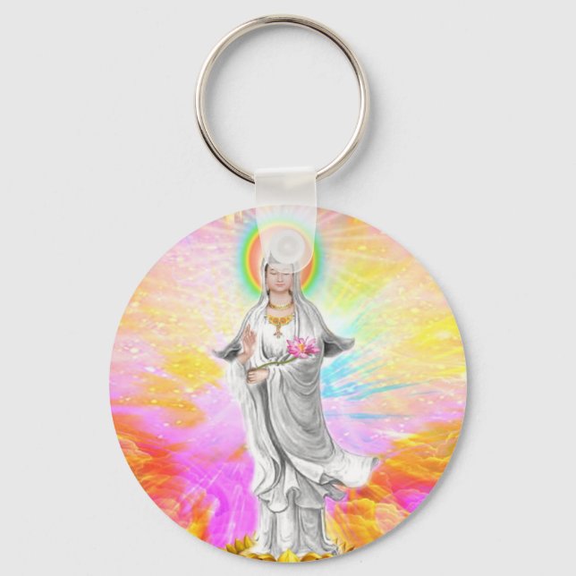 Kwan Yin The Goddess of Compassion With Pink Keychain (Front)