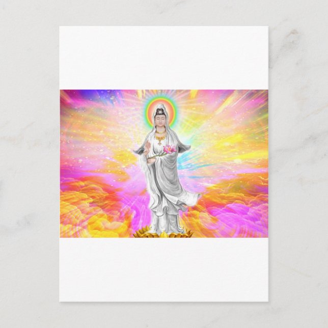 Kwan Yin The Goddess of Compassion With Pink Postcard (Front)