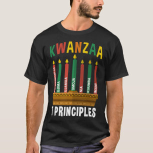 Kwanzaa 7 Principles Candles Kinara Pan Africans P T-Shirt
