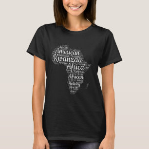 Kwanzaa Africa Map Words Pattern African American  T-Shirt