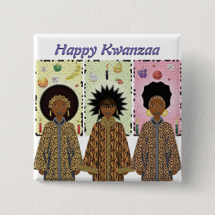 Kwanzaa African American Choir 2 Inch Square Button