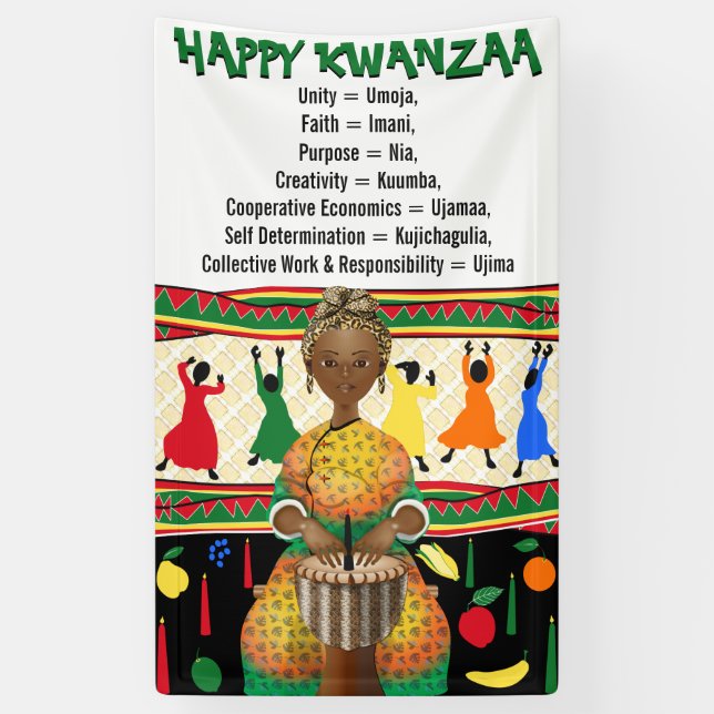 Kwanzaa African American Holiday Banner (Vertical)
