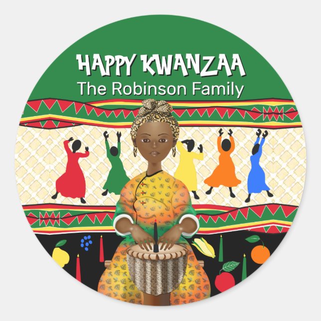 Kwanzaa African American Holiday Classic Round Sticker (Front)