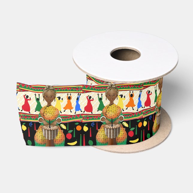 Kwanzaa African American Holiday Satin Ribbon (Spool)