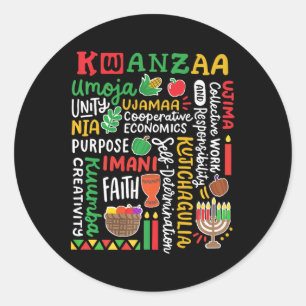 Kwanzaa African American Kinara 7 Principles Celeb Classic Round Sticker