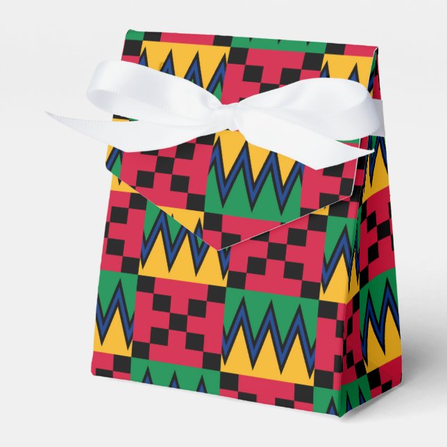 Kwanzaa African Geometric Print (4) Favor Box (Front Side)