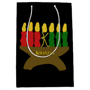 Kwanzaa Art Design Yellow Text Medium Gift Bag