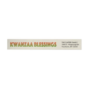 Kwanzaa Blessings   Return Address Wrap Around Label