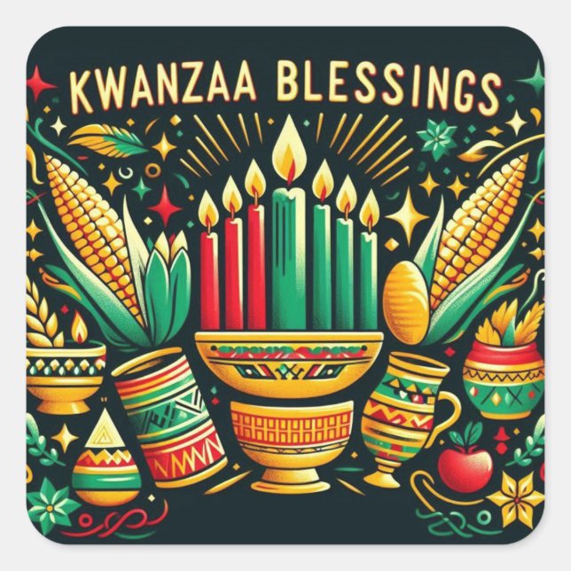 Kwanzaa Blessings Square Sticker (Front)