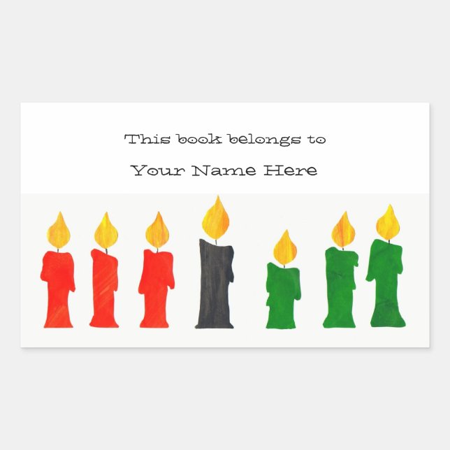Kwanzaa Bookplates with Candles Sticker (Front)