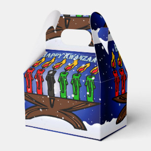 Kwanzaa Candle Kinara with Snow And Greeting Favor Box