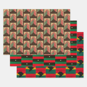 Kwanzaa Candles Africa Map Designer Crochet Print Wrapping Paper Sheet