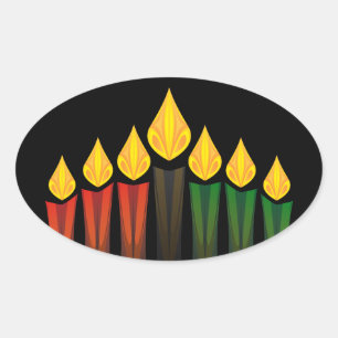 kwanzaa candles oval sticker