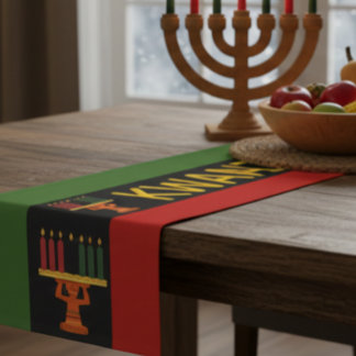 Kwanzaa Celebration Pan-African Vertical Stripes Short Table Runner