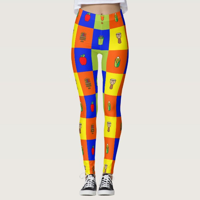 kwanzaa colorblock leggings (Front)