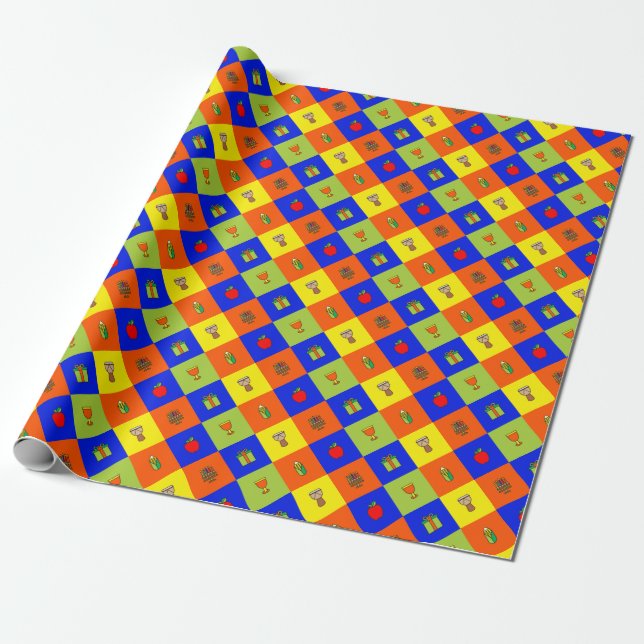kwanzaa colorblock wrapping paper (Unrolled)