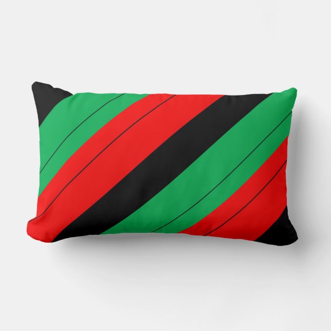Kwanzaa Colors Red Black Green Stripes Pattern Lumbar Pillow (Front)