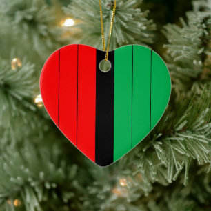 Kwanzaa Colours Red Black Green Stripes Pattern Ce Ceramic Ornament