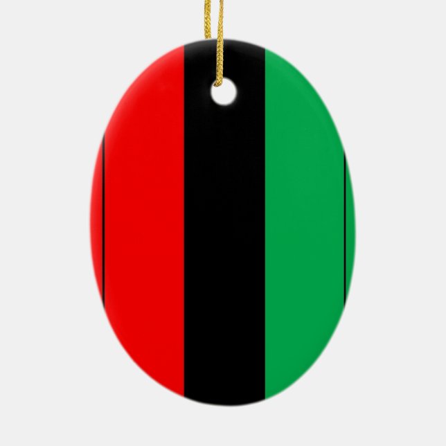 Kwanzaa Colours Red Black Green Stripes Pattern Ceramic Ornament (Back)