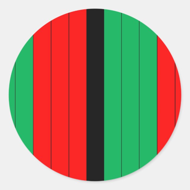 Kwanzaa Colours Red Black Green Stripes Pattern Classic Round Sticker (Front)