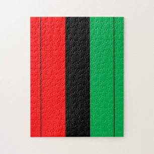 Kwanzaa Colours Red Black Green Stripes Pattern Jigsaw Puzzle