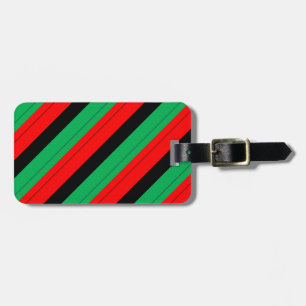 Kwanzaa Colours Red Black Green Stripes Pattern Luggage Tag