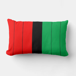 Kwanzaa Colours Red Black Green Stripes Pattern Lumbar Pillow
