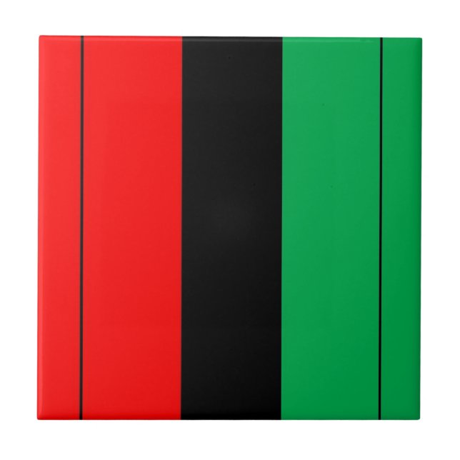 Kwanzaa Colours Red Black Green Stripes Pattern Tile (Front)
